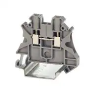 Клемма проходная, винтовой зажим, 2 точки подключения, 4 кв.мм, серая - foto