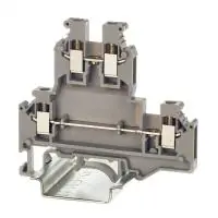 Клемма двухуровневая, винтовой зажим, 4 точки подключения, 2.5 кв.мм, серая - foto